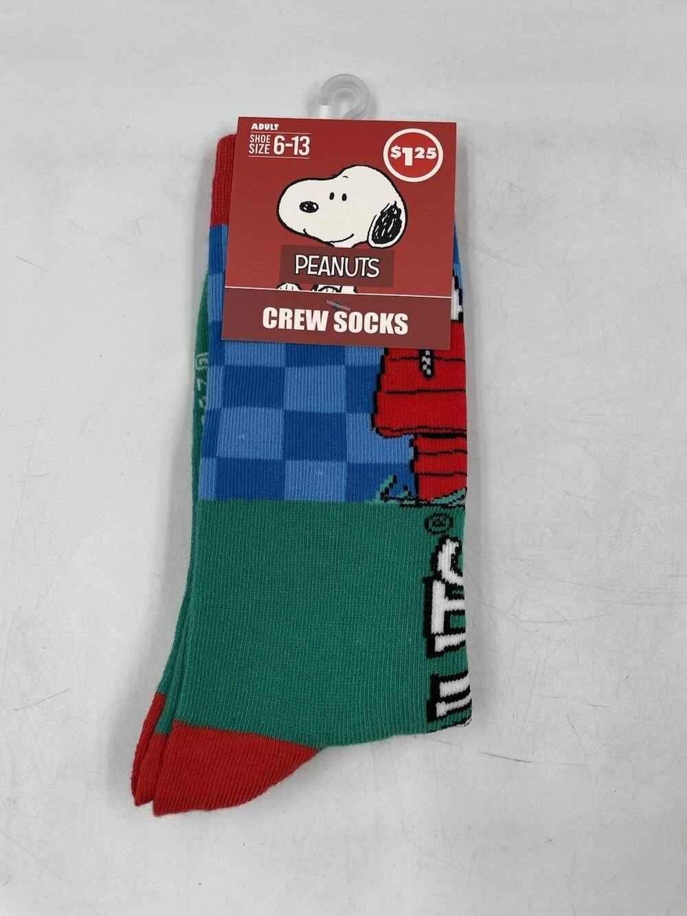 1 pair Peanuts Adult Crew Socks! Shoe Size 6-13 Snoopy and Woodstock Unisex